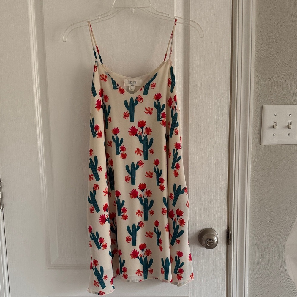 Peach Love California Cactus Print Mini Dress